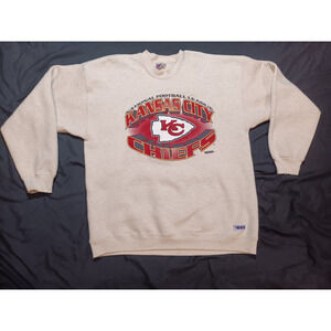 Trench USA Vintage Kansas City Chiefs 80s 90s Off White Crewneck Sweatshirt XL